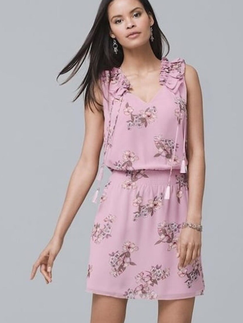 WHBM Pink Floral Ruffle Dress - SZ 4
